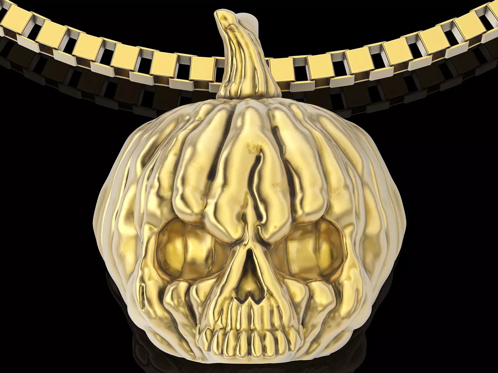 Pumpkin skull pendant gold silver printable jewelry 3D print model