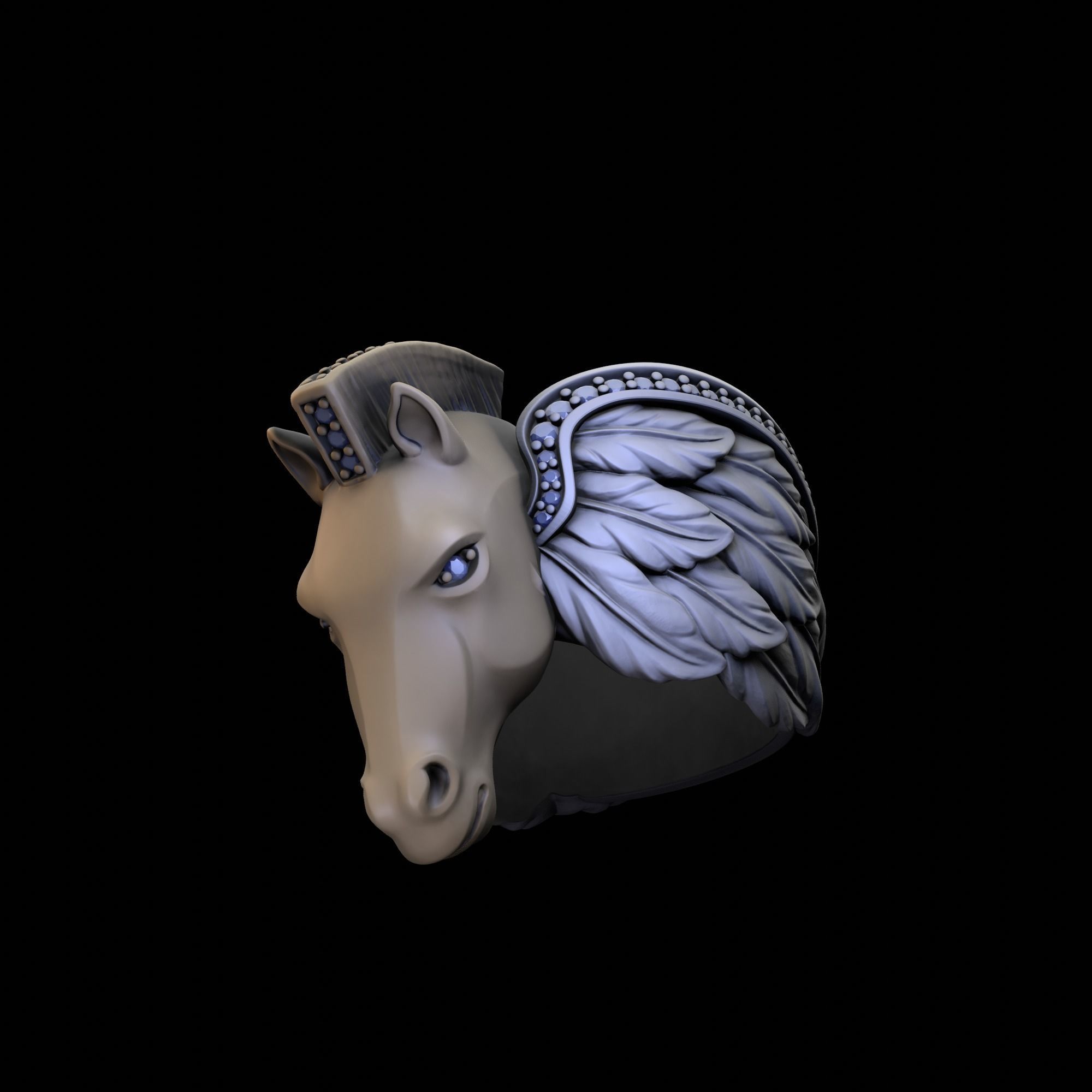 Pegasus ring 3D print model_3