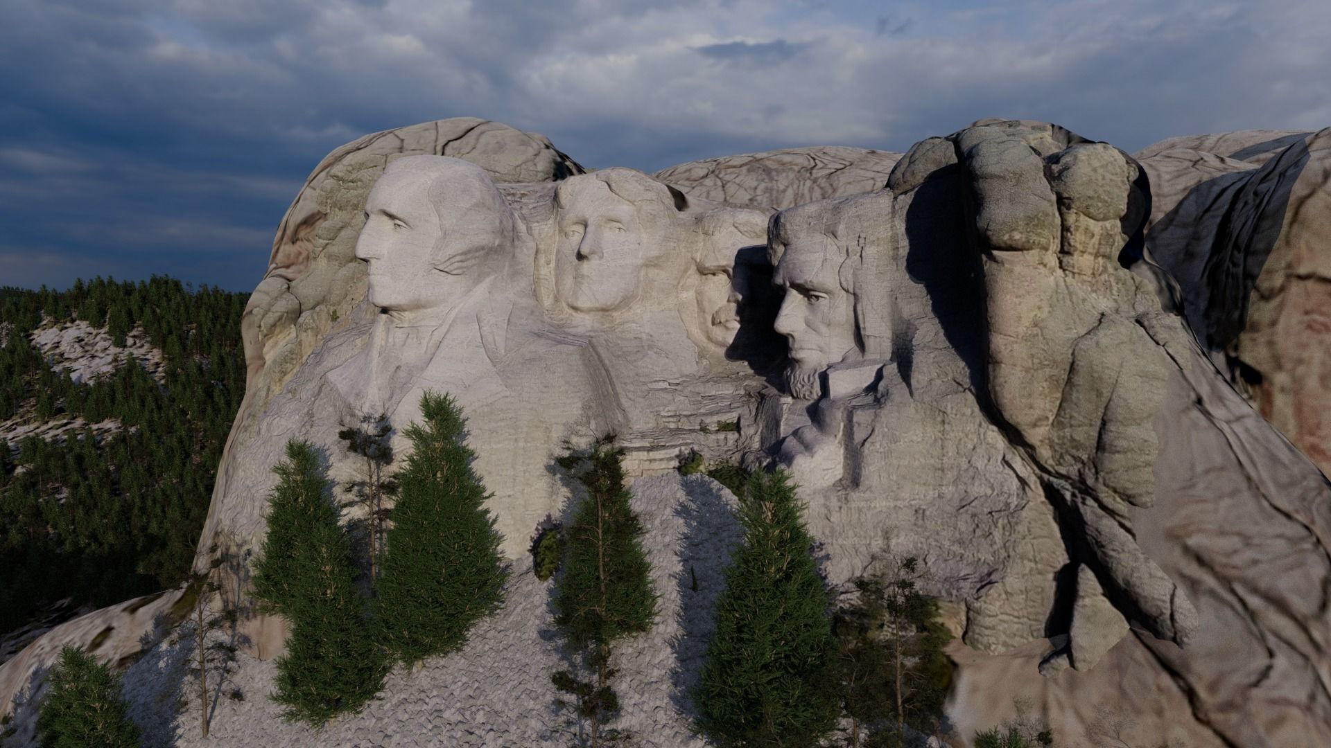 Mount Rushmore Landscape and 3D Printable 3D model_10