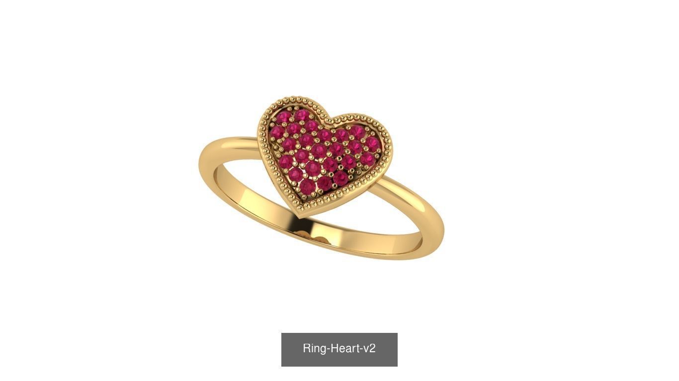 heart set ruby pendant gold 3D Model Collection_3