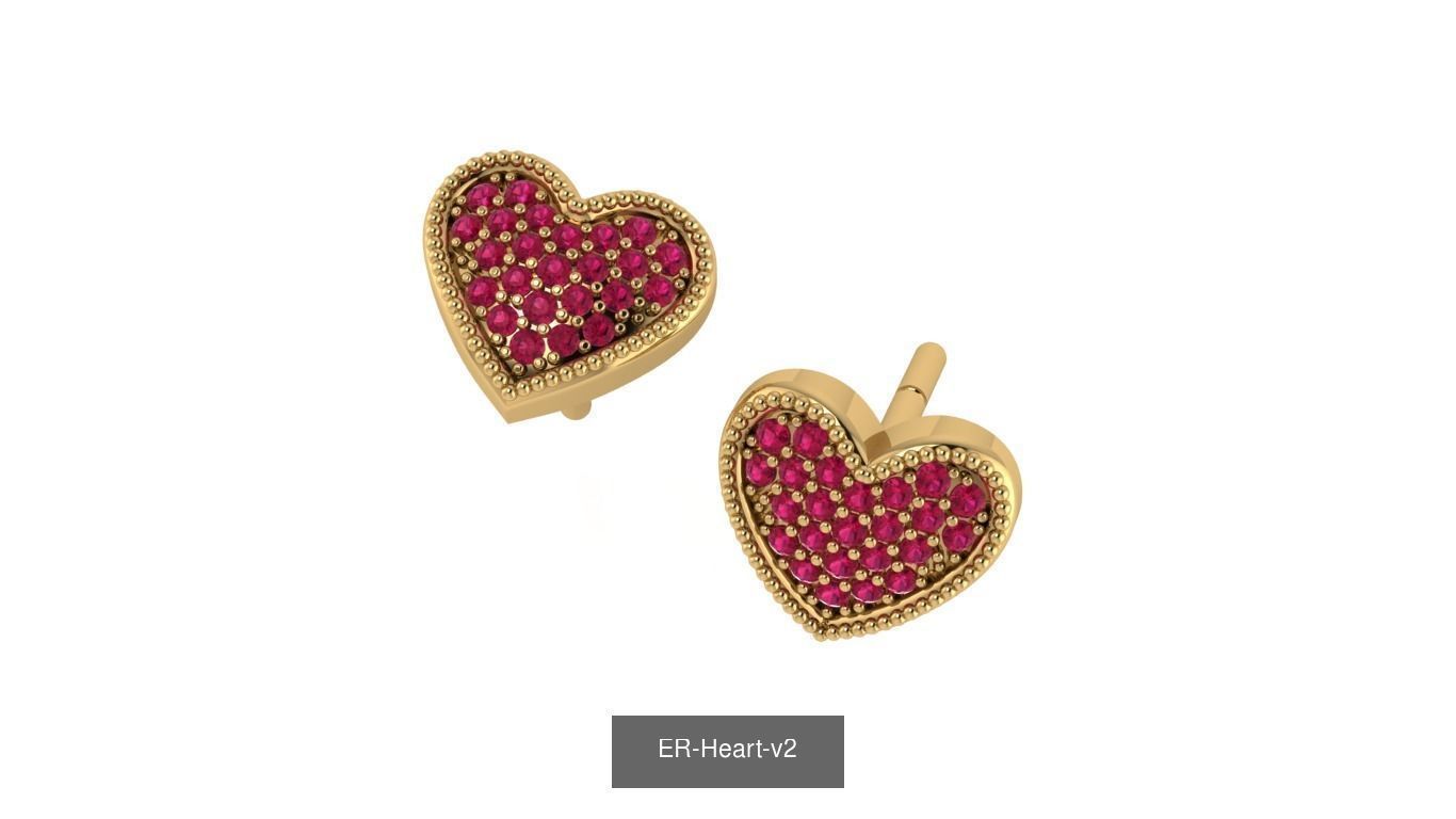heart set ruby pendant gold 3D Model Collection_2