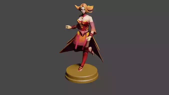 Printable character of game dota 2 Lina 3D mode Low-poly 3D model