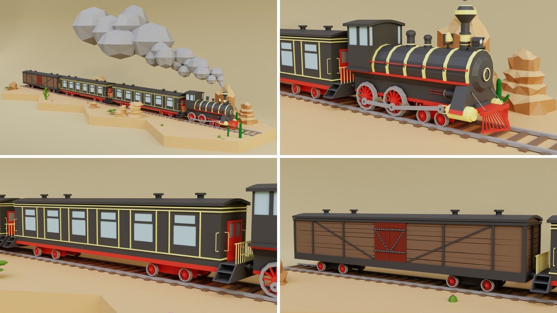 Low Poly Wild West Set Low-poly 3D model_12