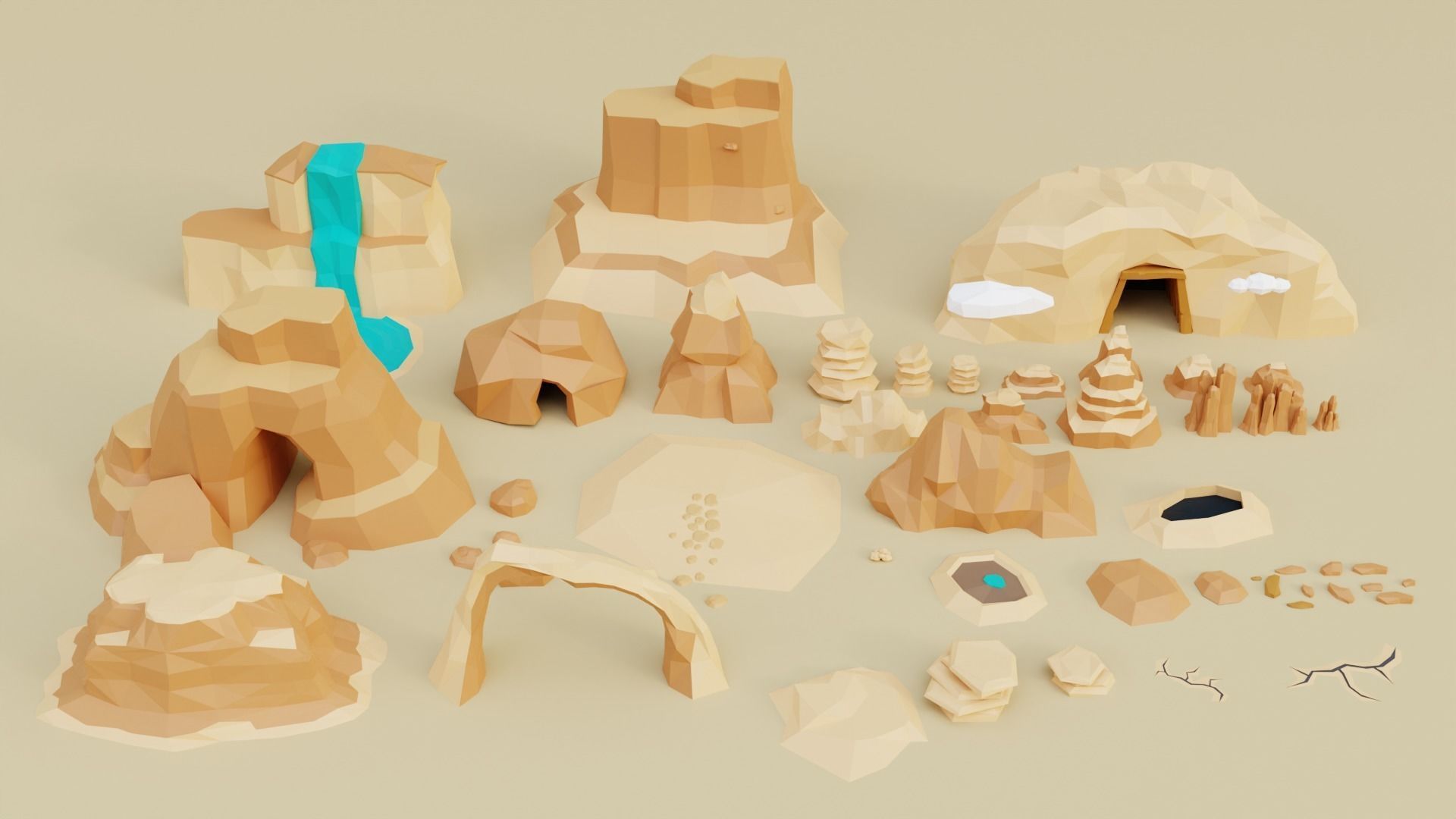 Low Poly Wild West Set Low-poly 3D model_19