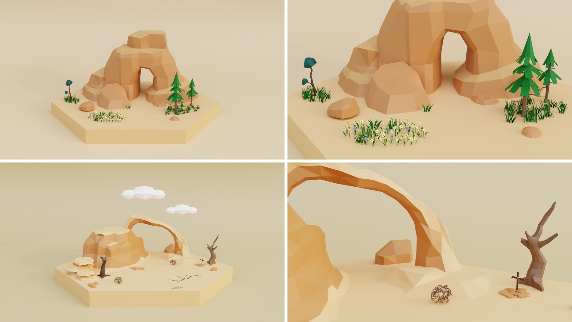 Low Poly Wild West Set Low-poly 3D model_16