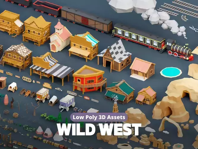 Low Poly Wild West Set