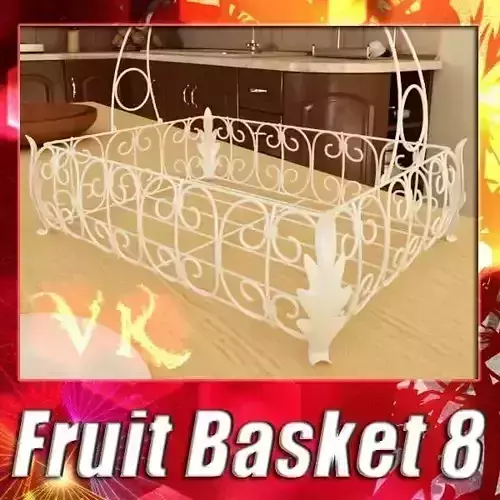 Fancy Metal Fruit Basket 08 3D model