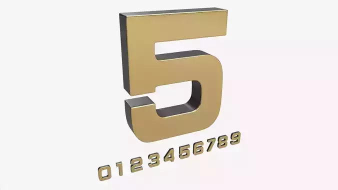 Numbers gold metal plastic