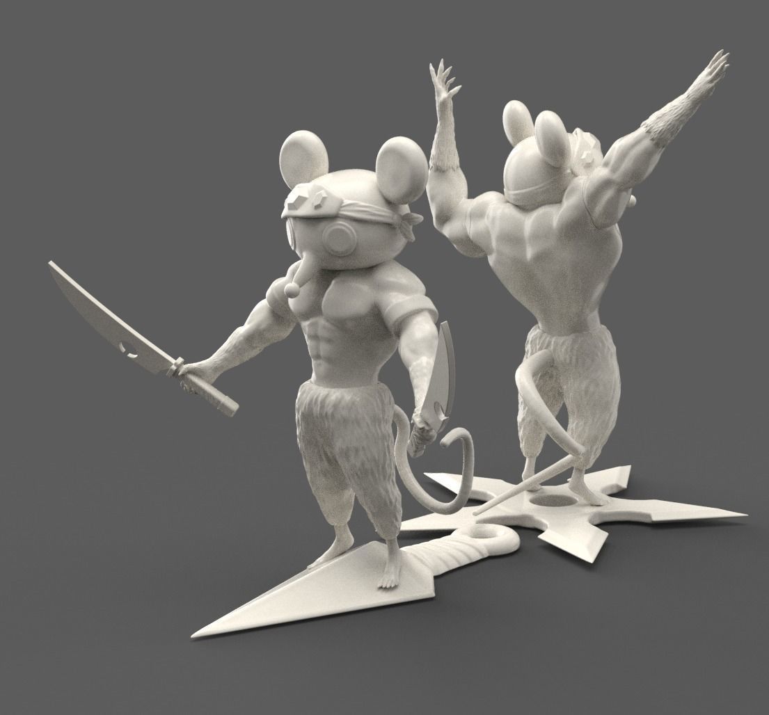 PACK 2 NINJU MUKIMUKI NEZUMI 3D print model_8