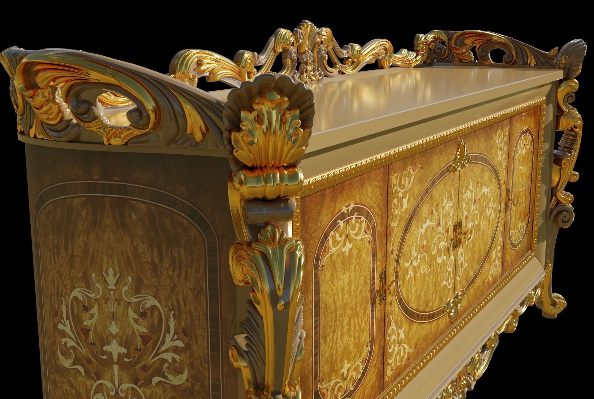 Comodo 3D ornate sideboard 3D model_1