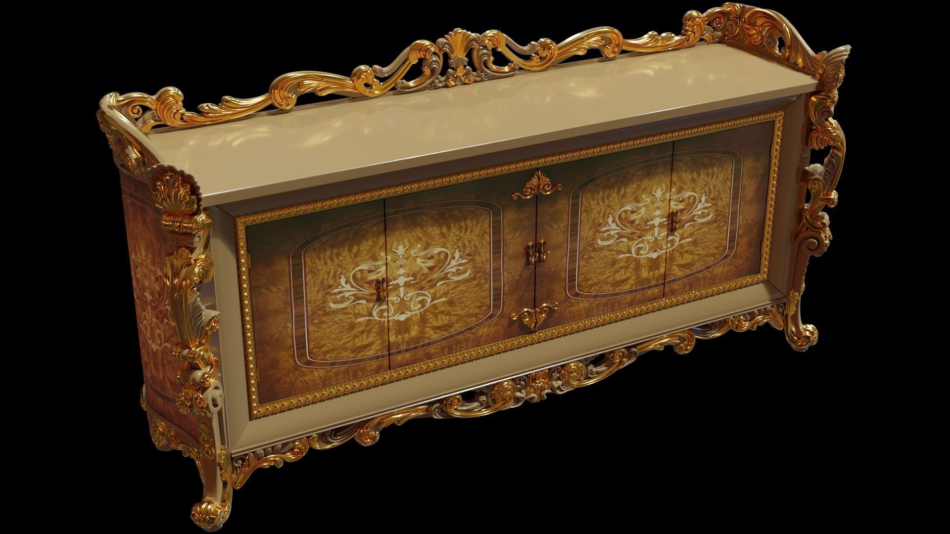 Comodo 3D ornate sideboard 3D model_5