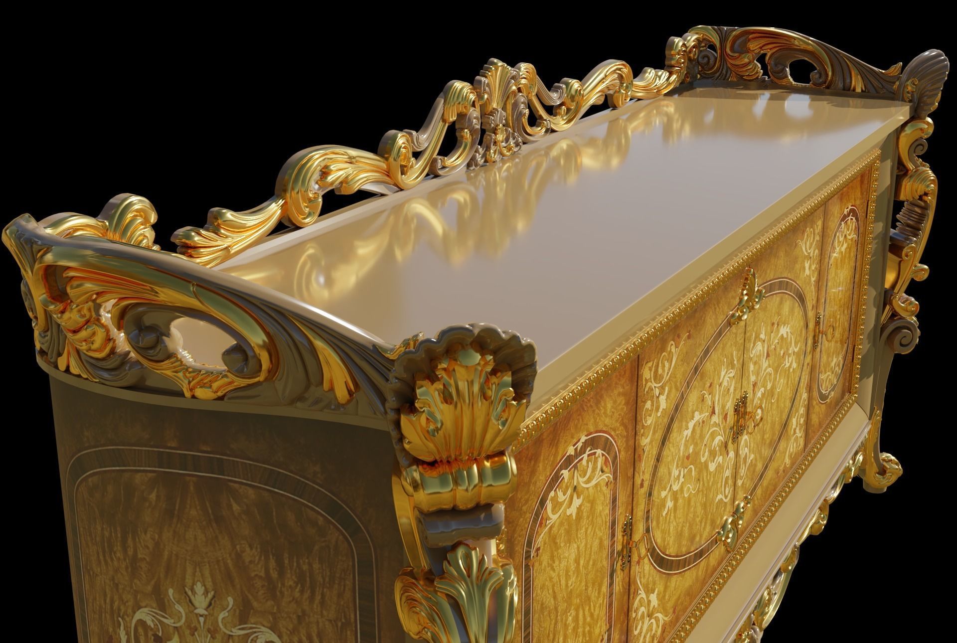 Comodo 3D ornate sideboard 3D model_6