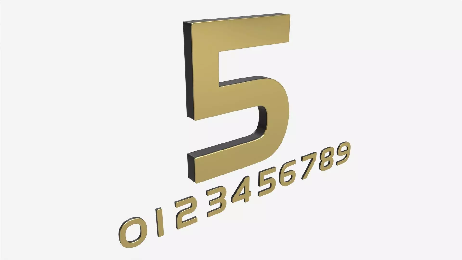 Numbers modern gold metal plastic 3D model_0