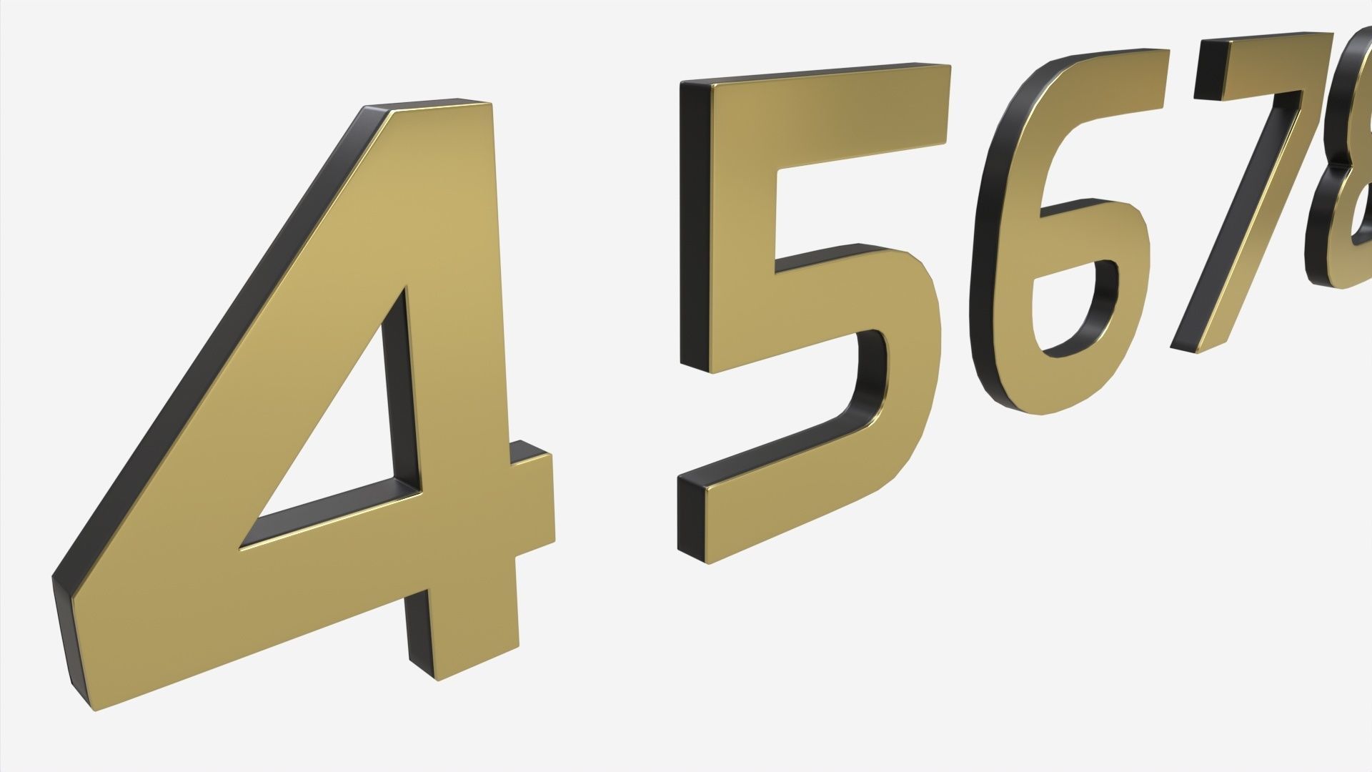 Numbers modern gold metal plastic 3D model_5