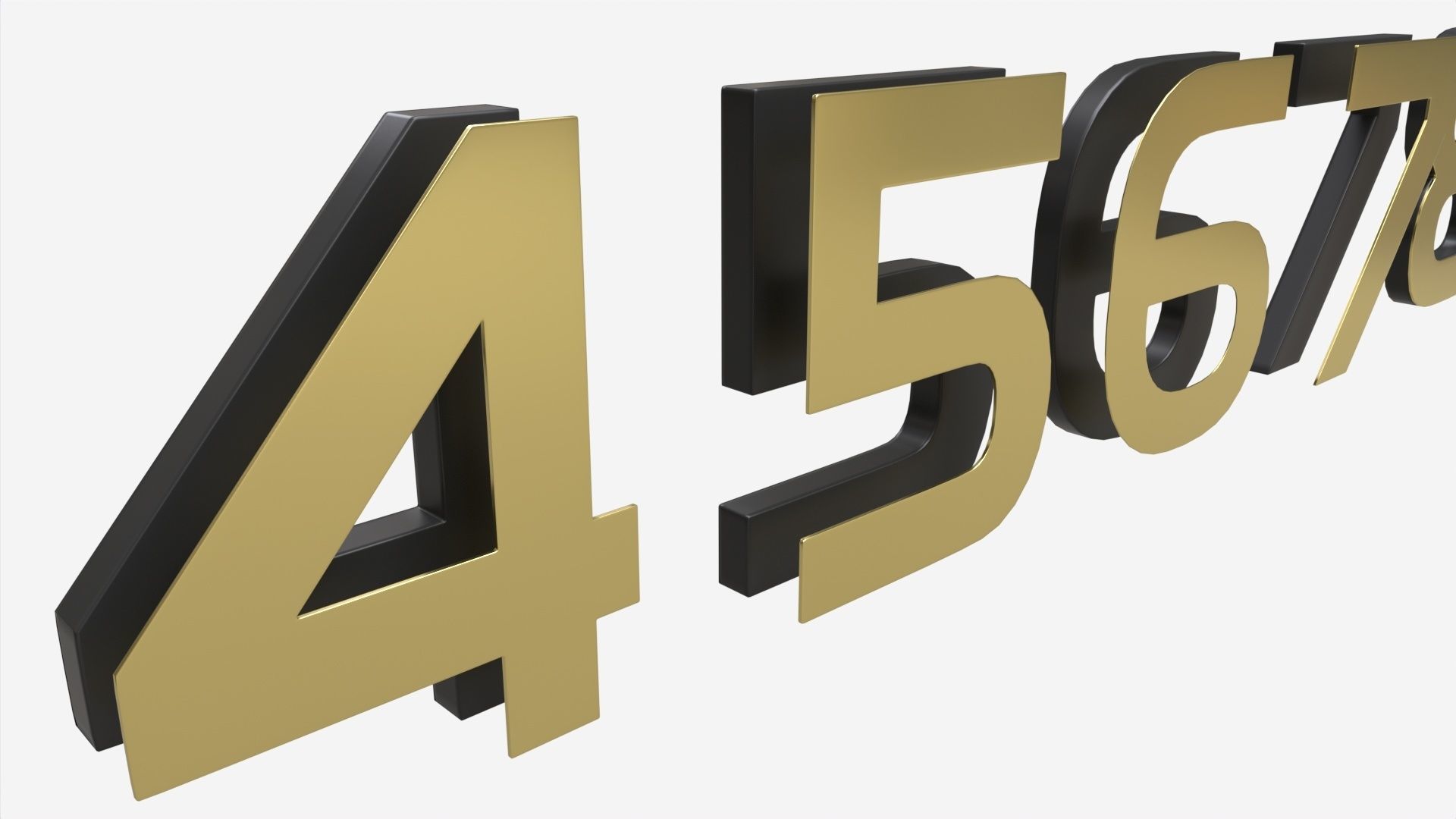 Numbers modern gold metal plastic 3D model_6