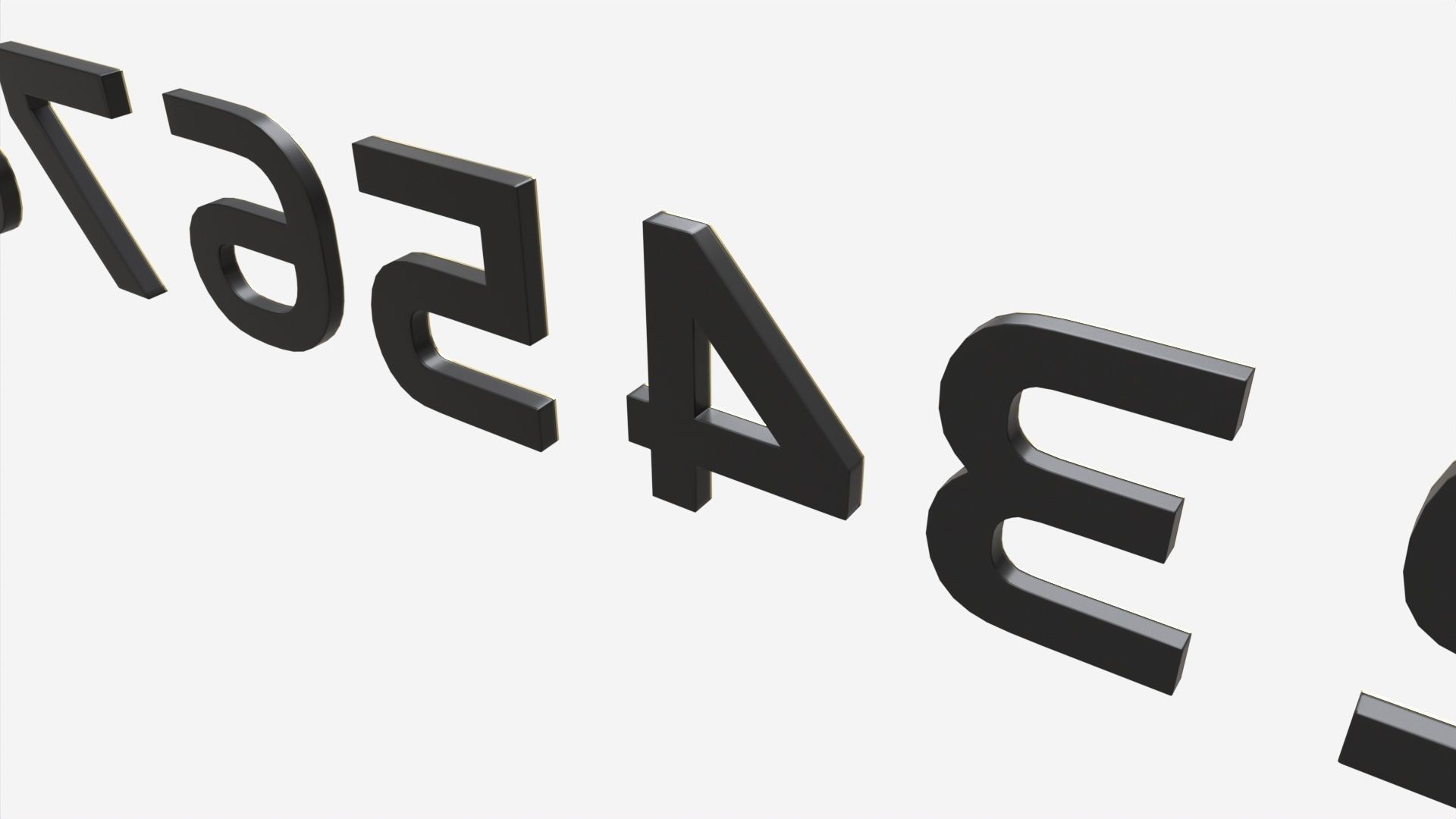 Numbers modern gold metal plastic 3D model_3