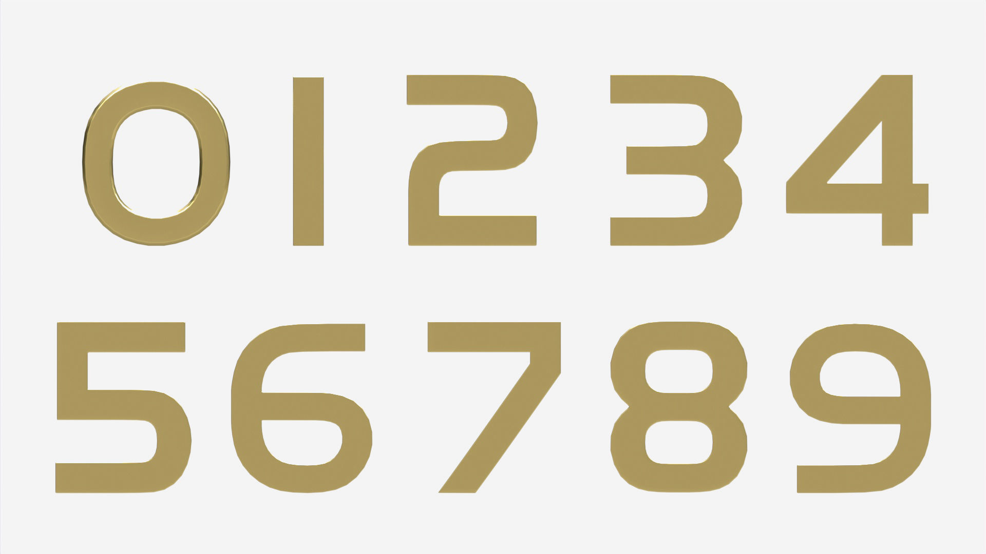 Numbers modern gold metal plastic 3D model_1