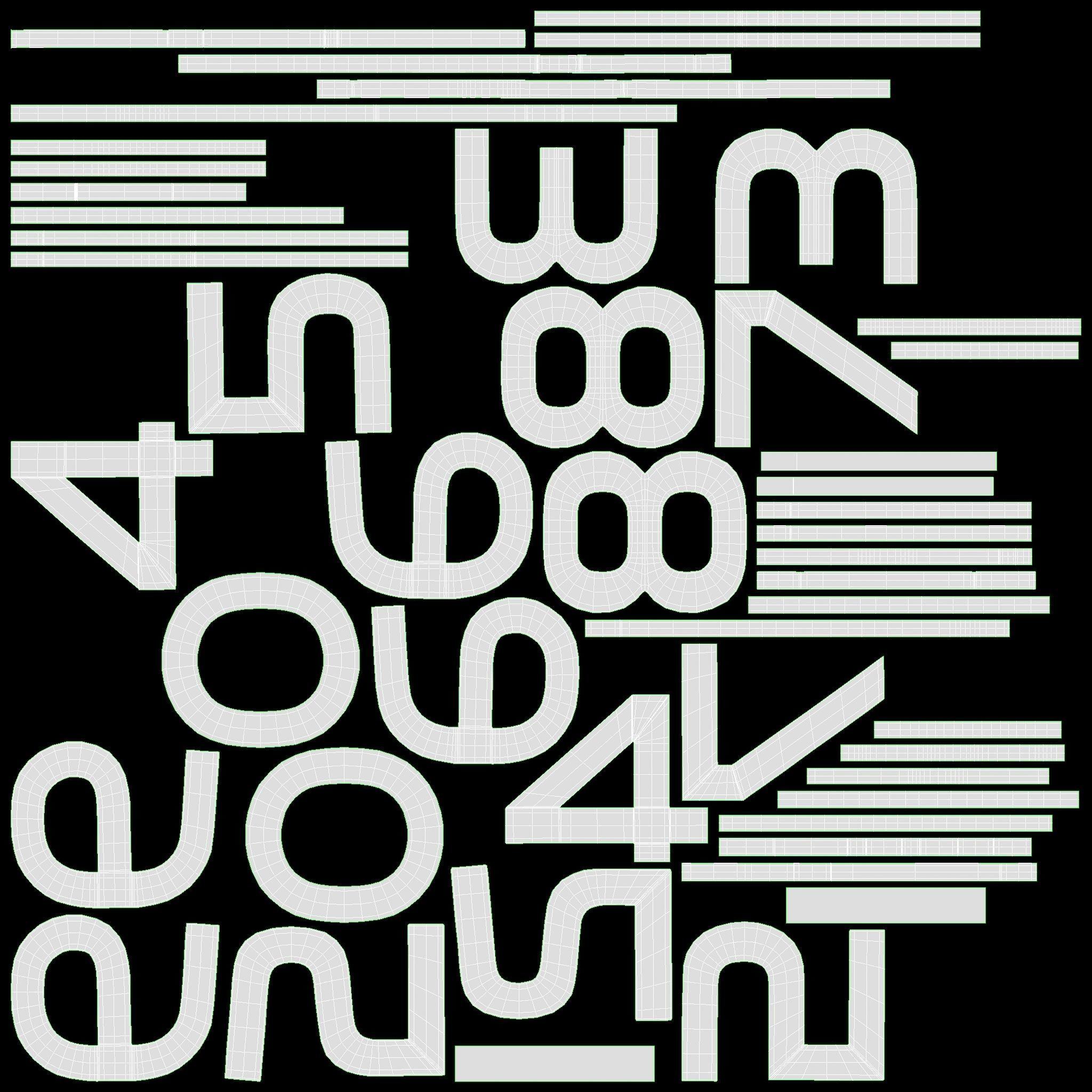 Numbers modern gold metal plastic 3D model_11