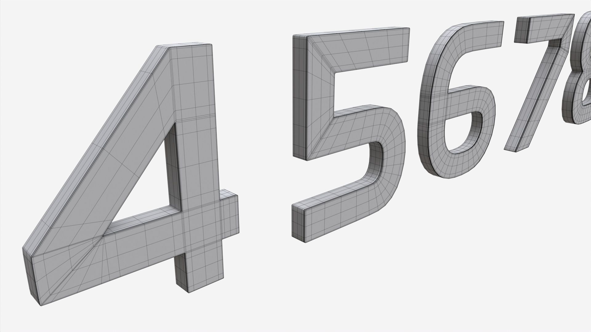 Numbers modern gold metal plastic 3D model_9