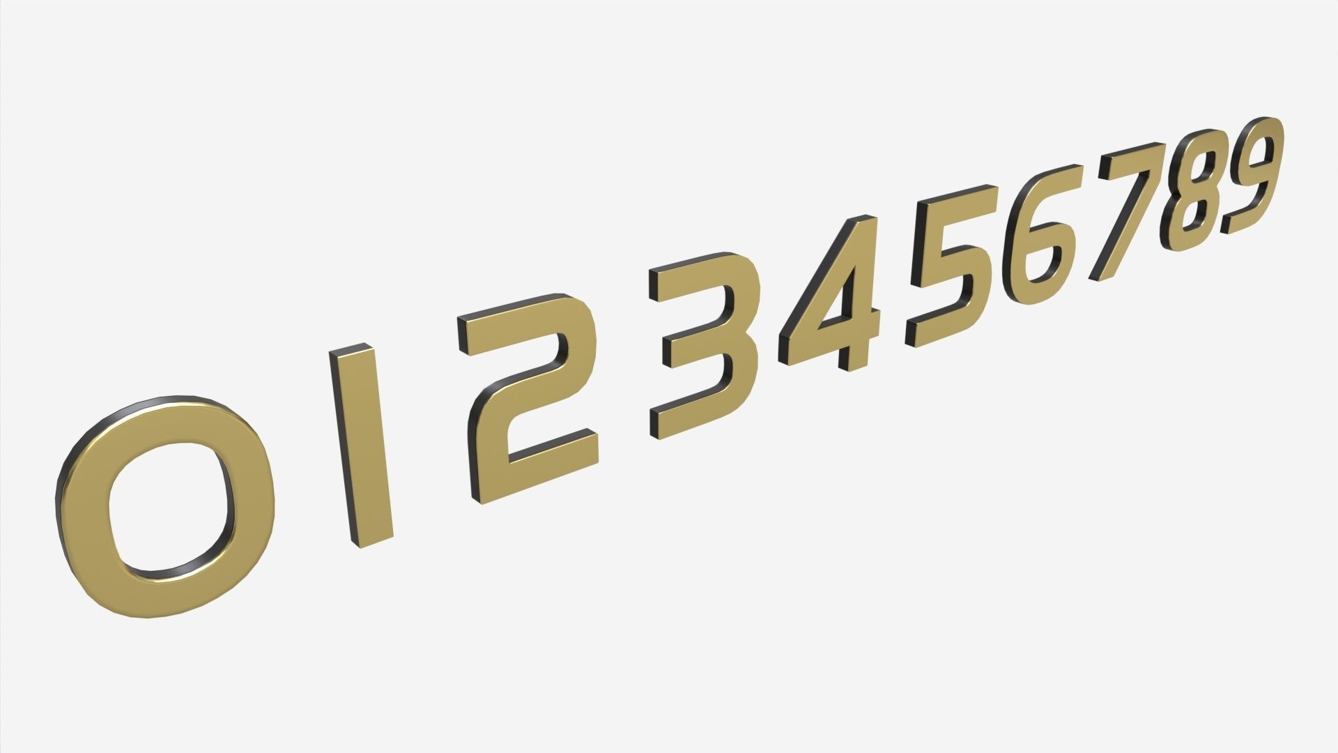Numbers modern gold metal plastic 3D model_2