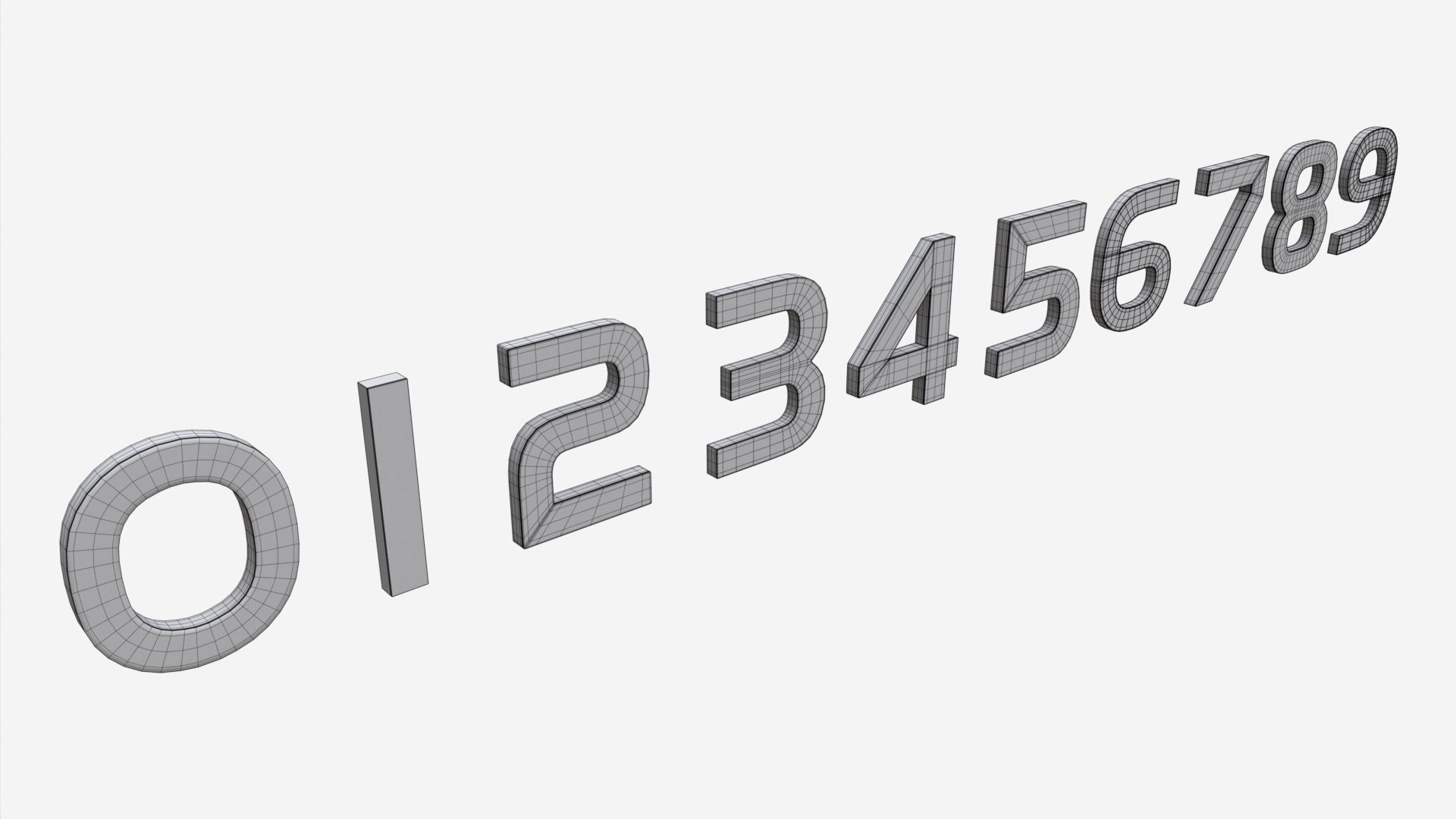 Numbers modern silver metal plastic 3D model_7