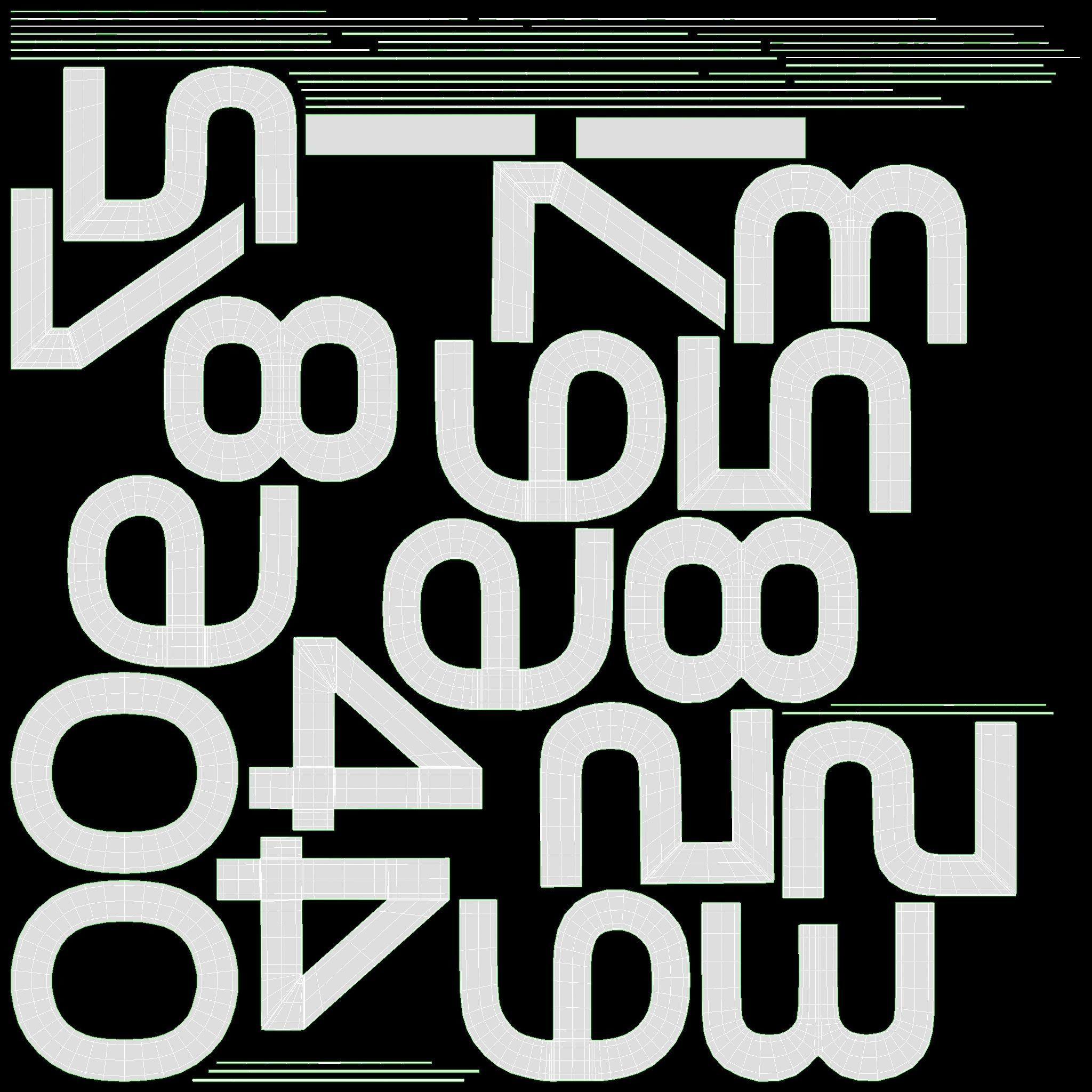 Numbers modern silver metal plastic 3D model_11