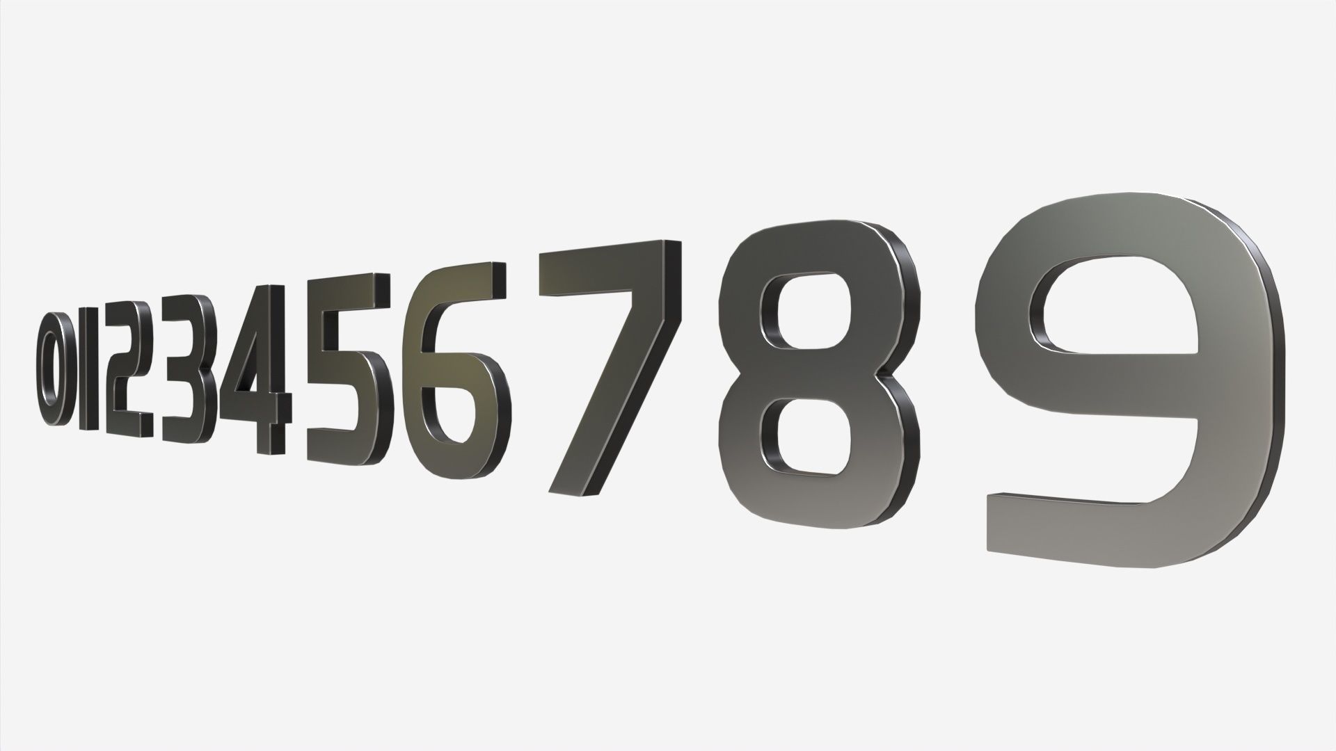 Numbers modern silver metal plastic 3D model_6