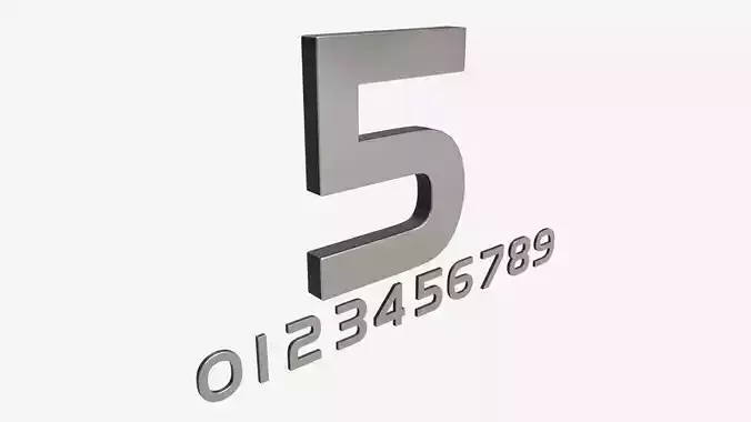 Numbers modern silver metal plastic