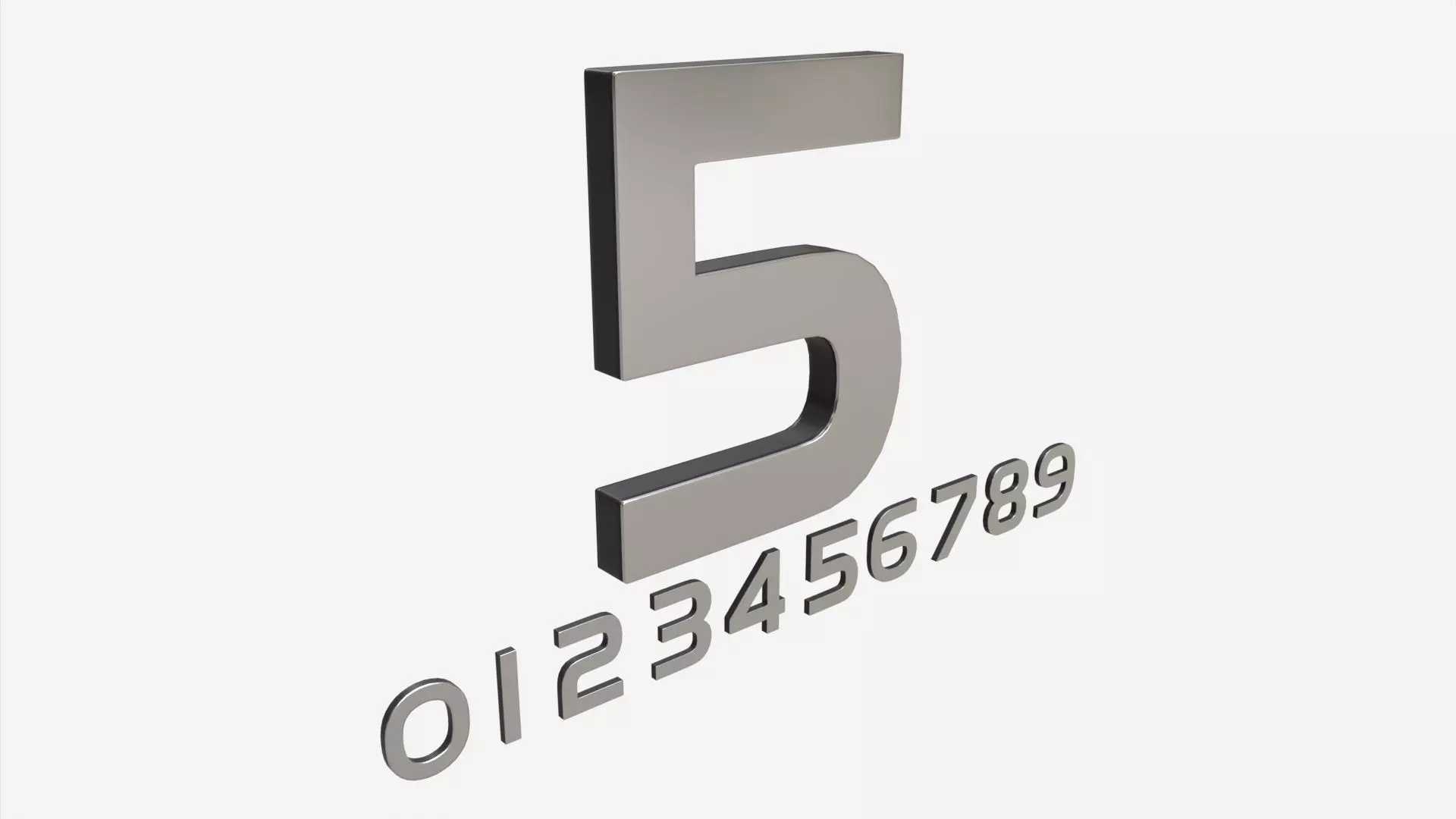 Numbers modern silver metal plastic 3D model_0