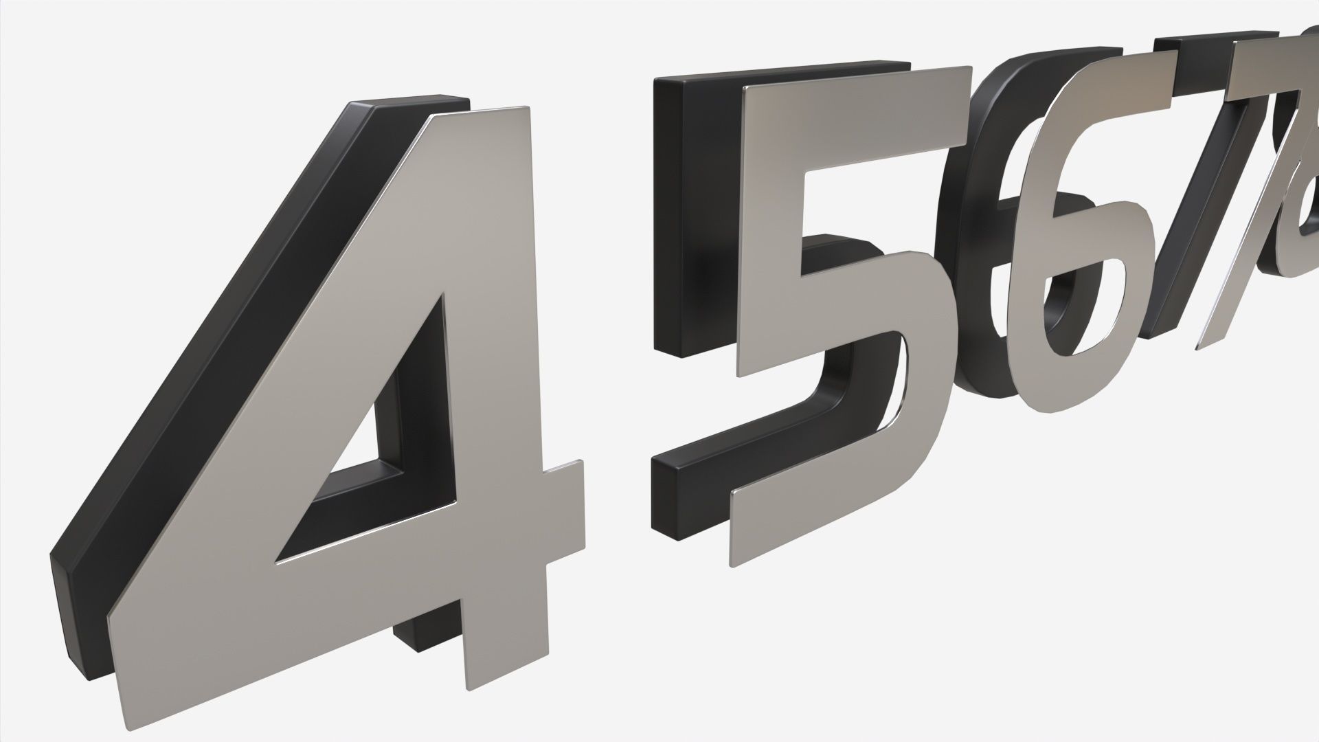 Numbers modern silver metal plastic 3D model_5