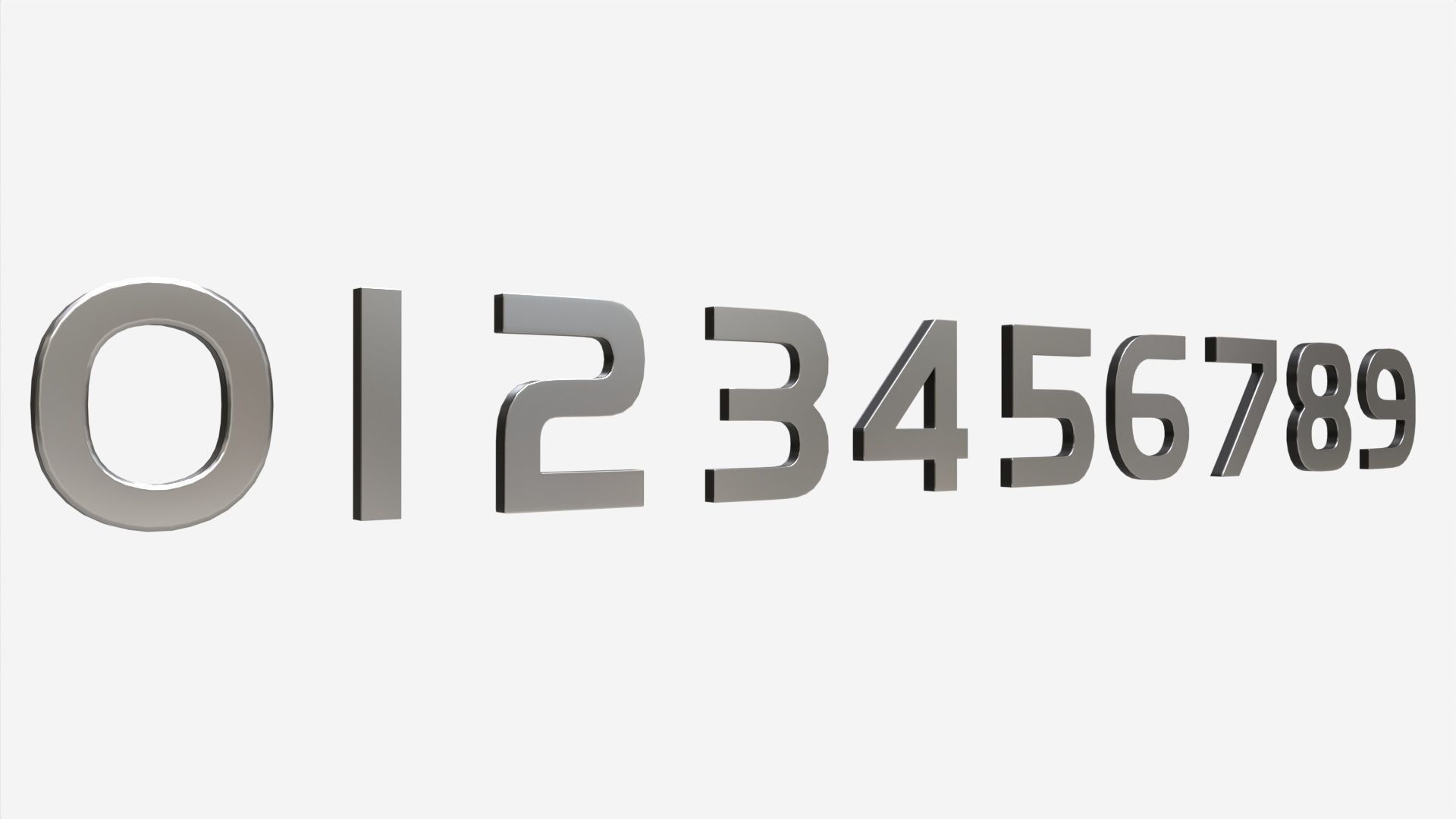 Numbers modern silver metal plastic 3D model_3