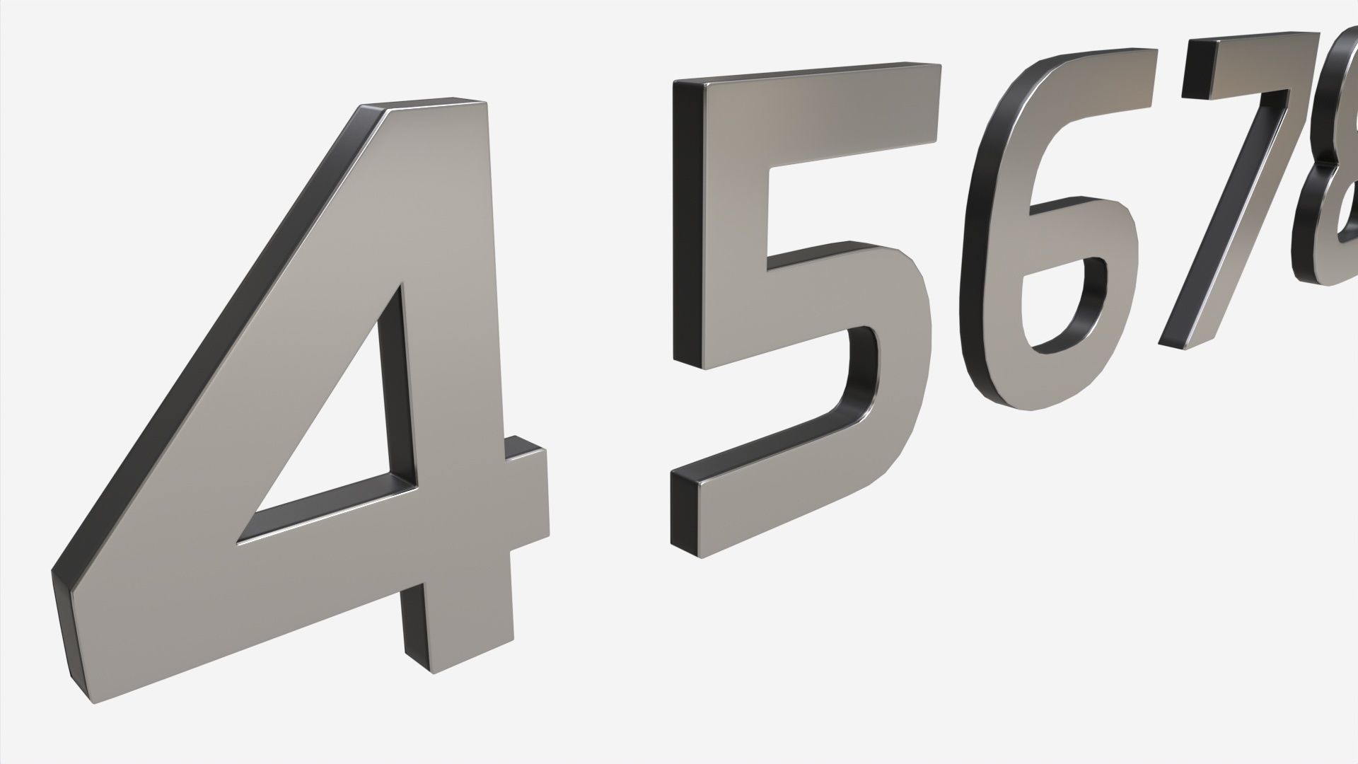 Numbers modern silver metal plastic 3D model_4