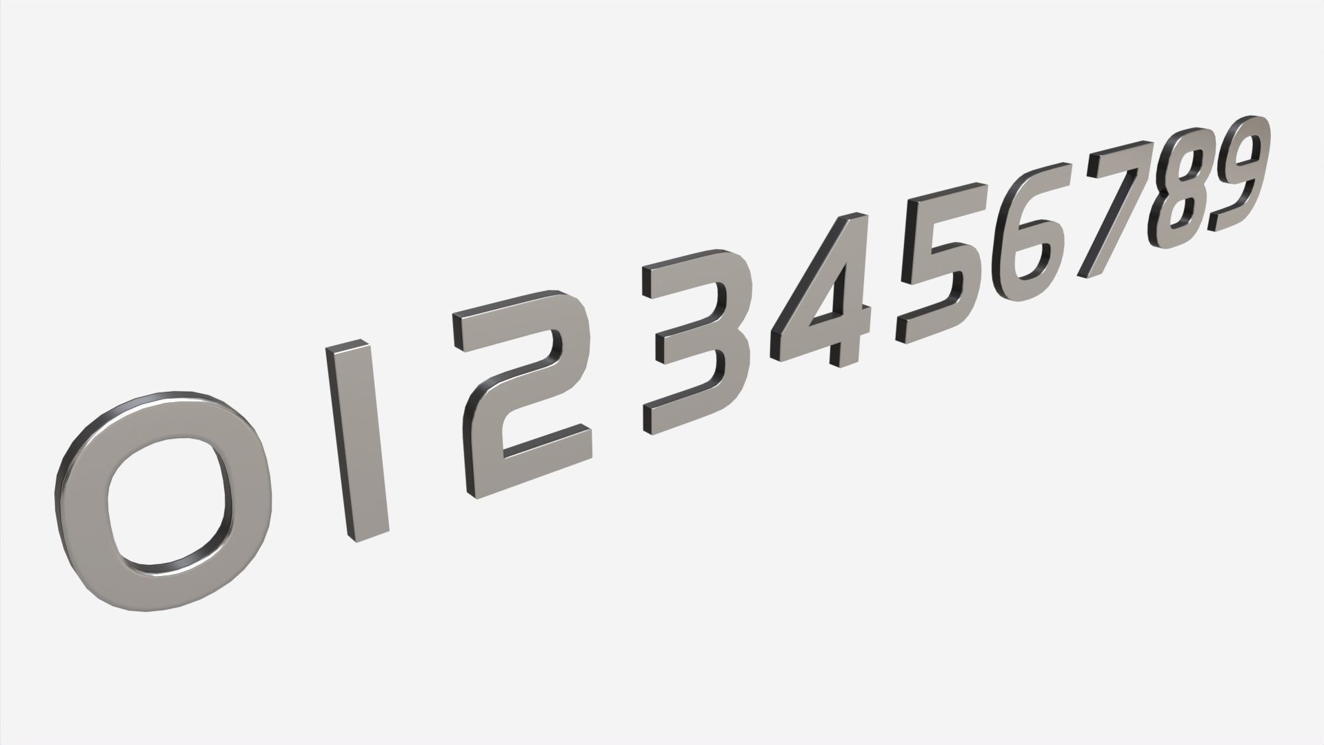 Numbers modern silver metal plastic 3D model_1