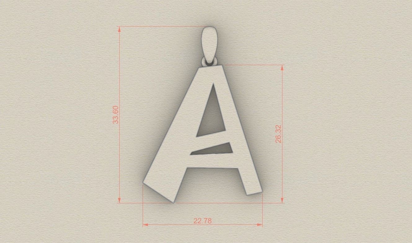 Model 873 Initial A Letter Pendant 3D print model_5