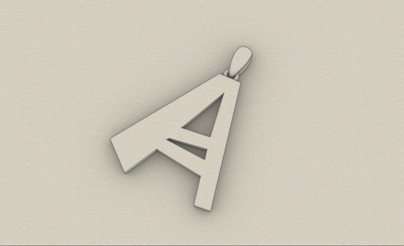 Model 873 Initial A Letter Pendant 3D print model_8