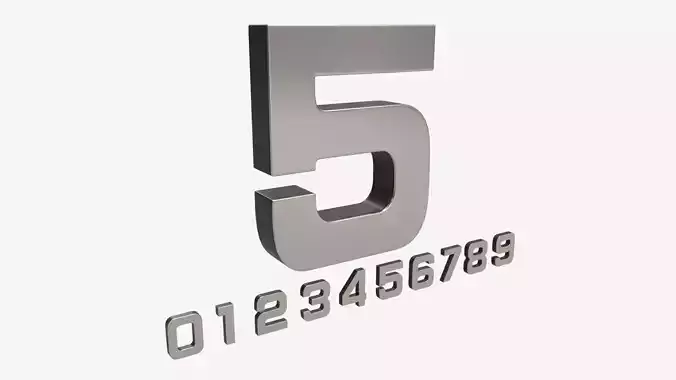 Numbers silver metal plastic 3D model