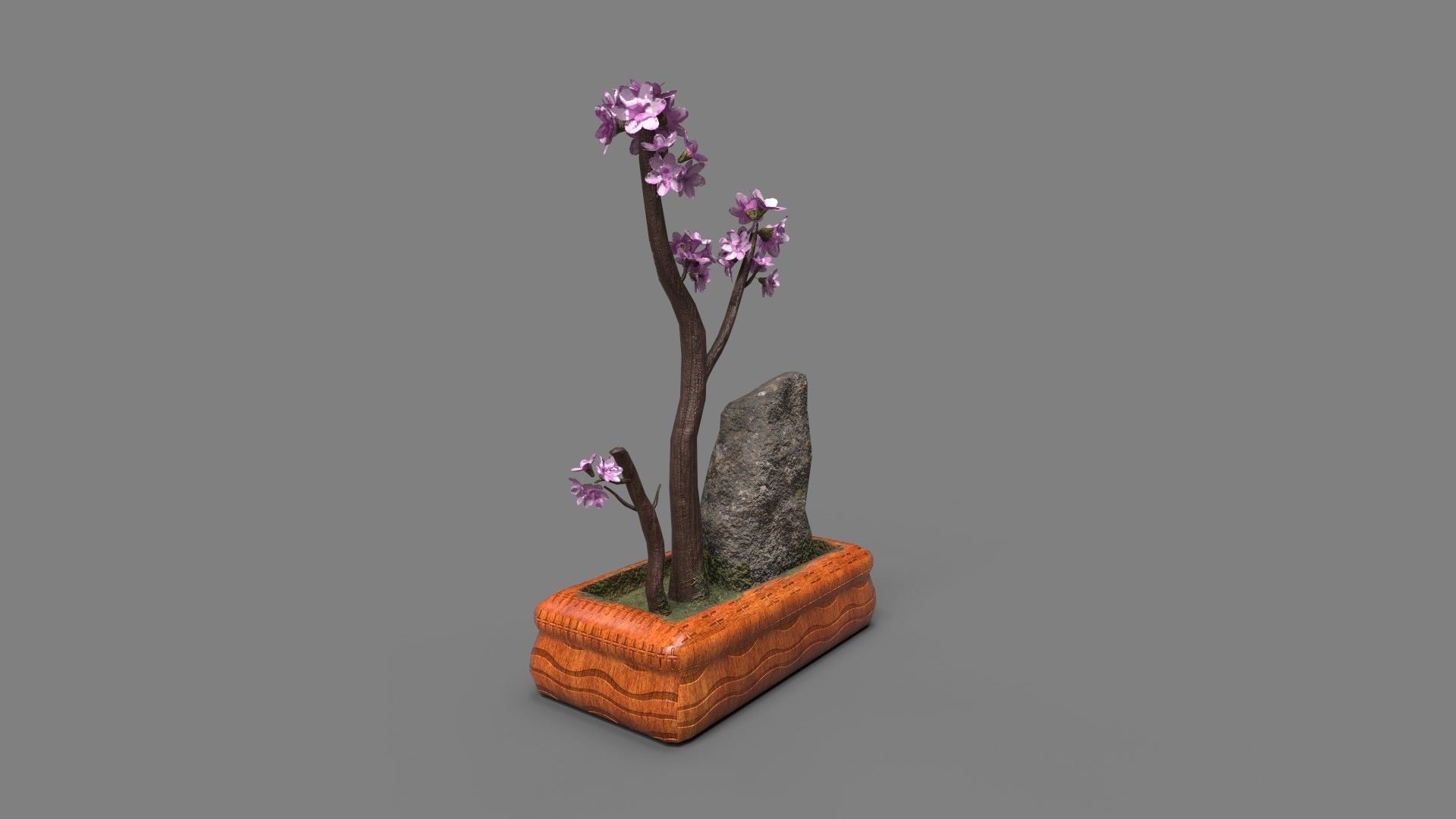 Bonsai Tree with pink flowers 3d Model Low-poly 3D model_1
