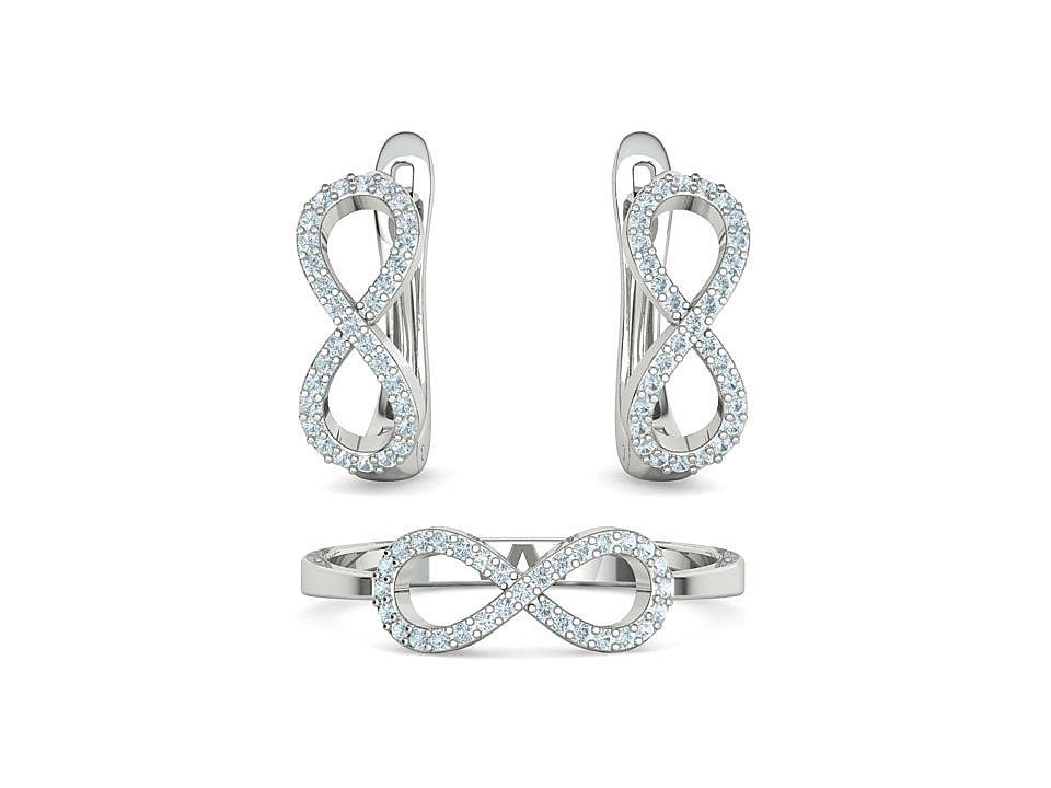Infinity Jewelry Set Earrings and Ring 3dprint models 3D Model Collection_7