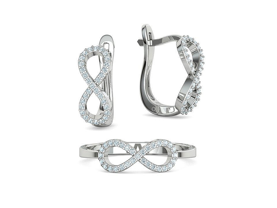 Infinity Jewelry Set Earrings and Ring 3dprint models 3D Model Collection_8