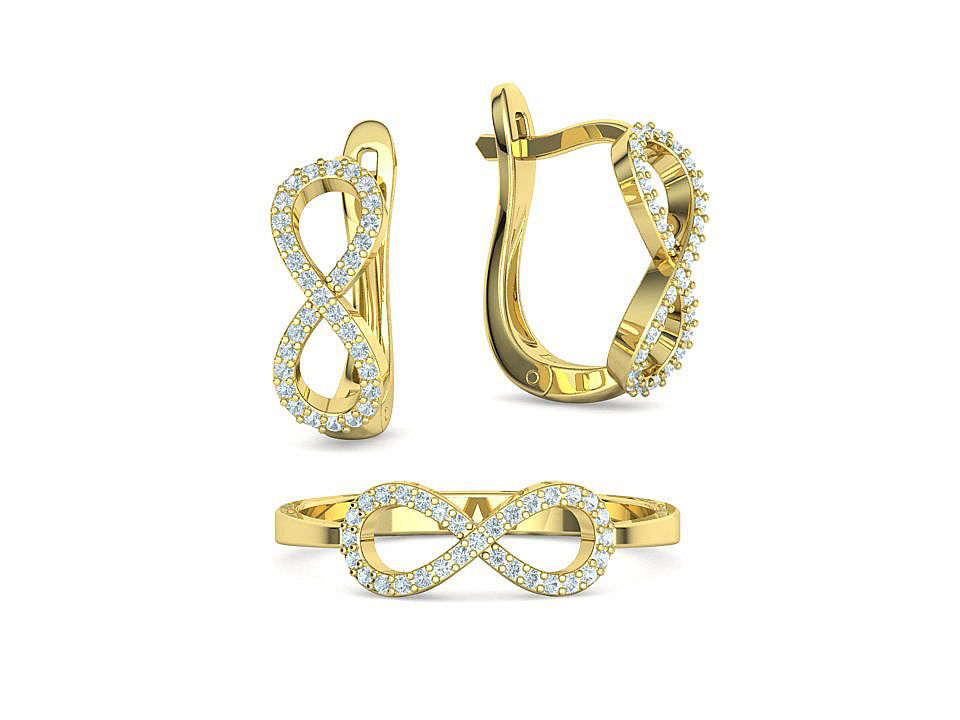 Infinity Jewelry Set Earrings and Ring 3dprint models 3D Model Collection_1