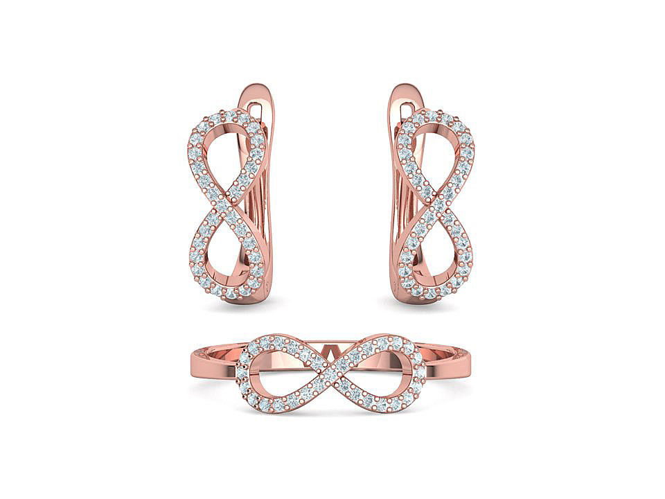 Infinity Jewelry Set Earrings and Ring 3dprint models 3D Model Collection_5