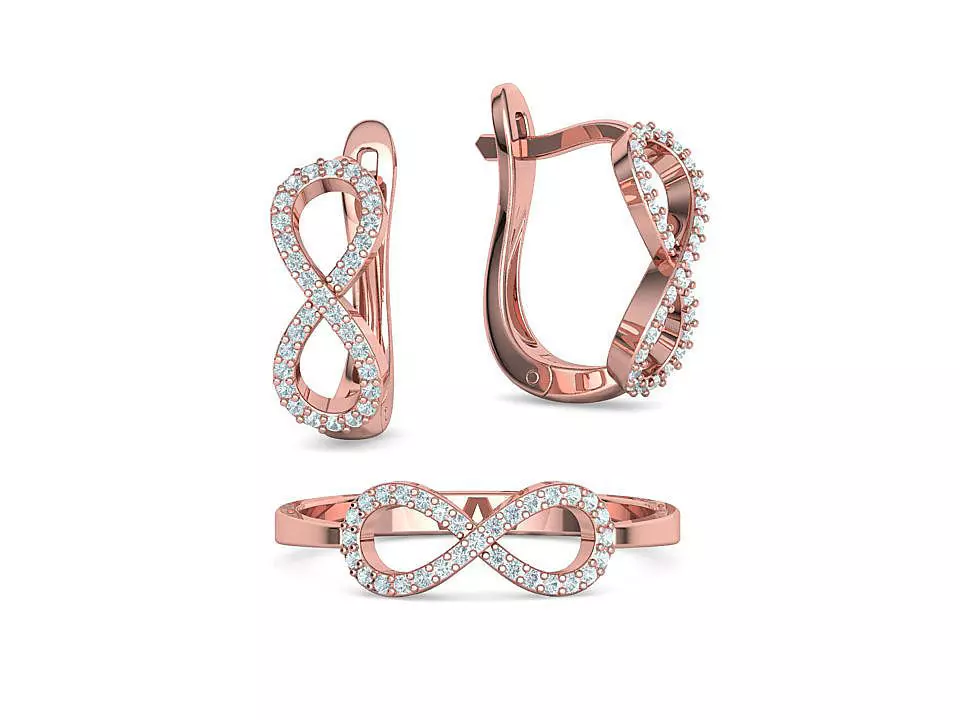 Infinity Jewelry Set Earrings and Ring 3dprint models 3D Model Collection_0
