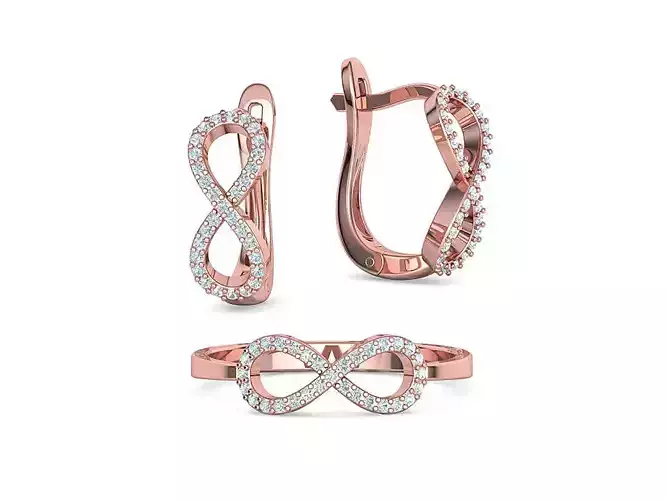 Infinity Jewelry Set Earrings and Ring 3dprint models 3D Model Collection