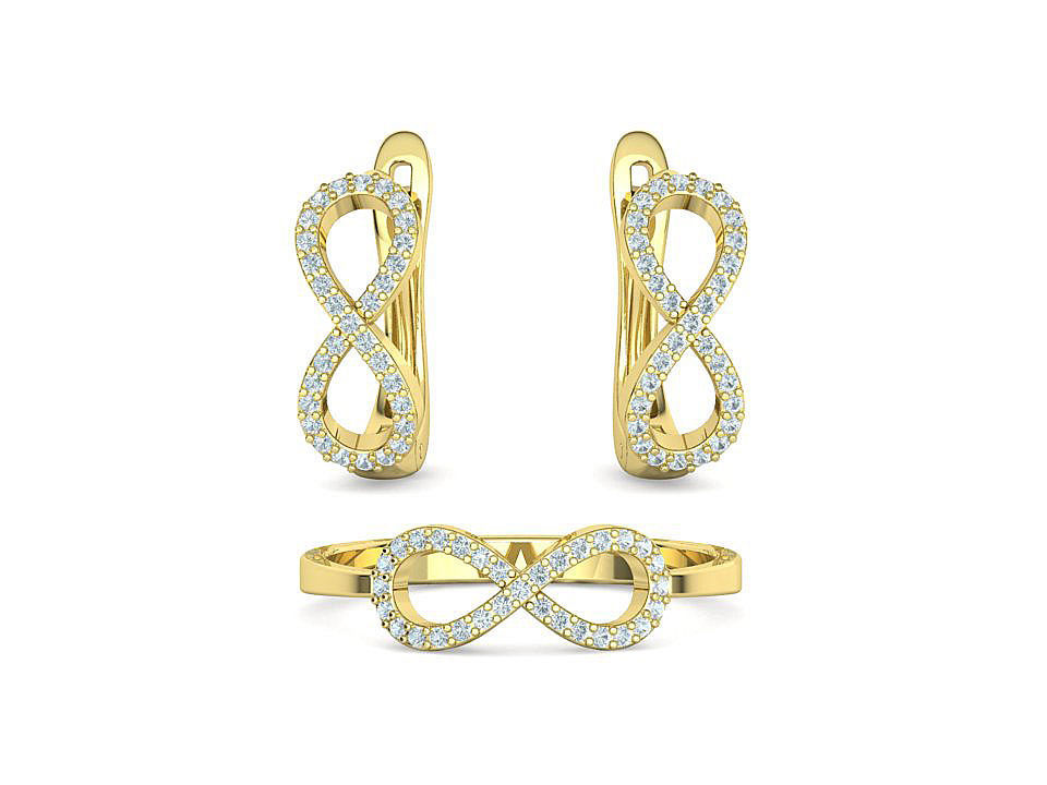 Infinity Jewelry Set Earrings and Ring 3dprint models 3D Model Collection_6