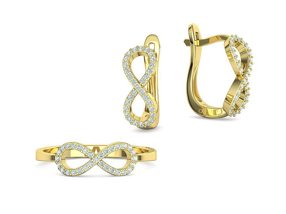 Infinity Jewelry Set Earrings and Ring 3dprint models 3D Model Collection_9