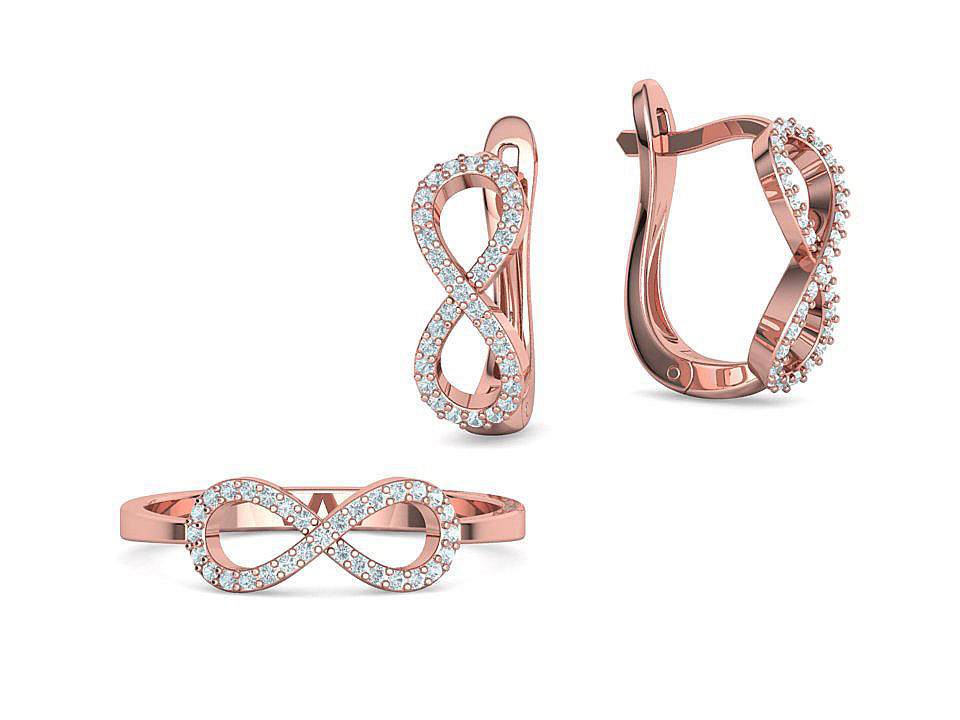 Infinity Jewelry Set Earrings and Ring 3dprint models 3D Model Collection_10