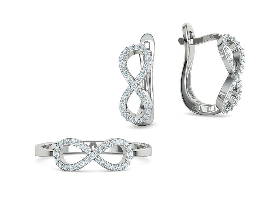 Infinity Jewelry Set Earrings and Ring 3dprint models 3D Model Collection_3