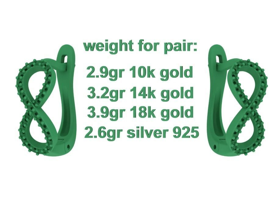 Infinity Jewelry Set Earrings and Ring 3dprint models 3D Model Collection_26
