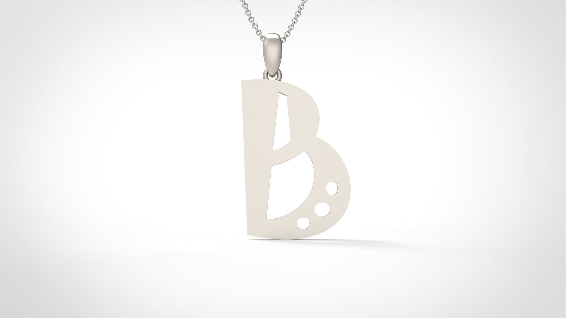 Model 874 Initial B Letter Pendant 3D print model_3
