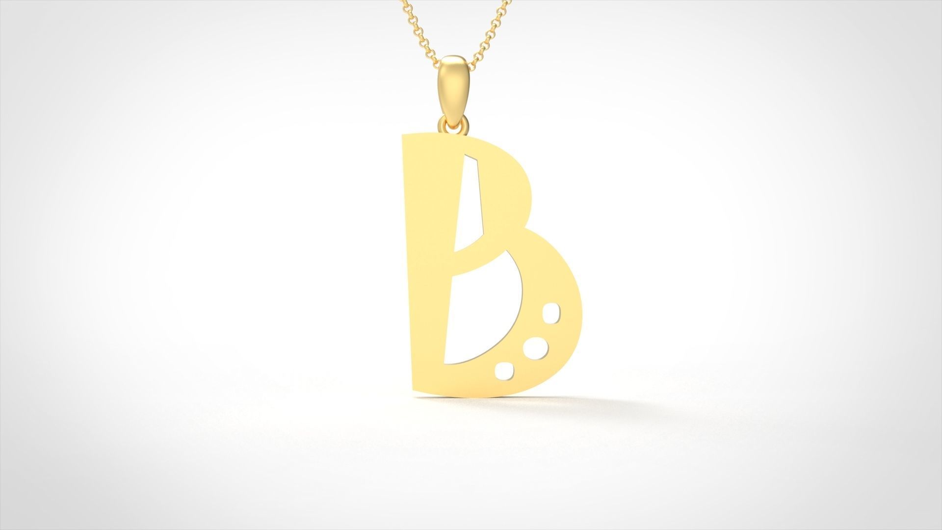Model 874 Initial B Letter Pendant 3D print model_2